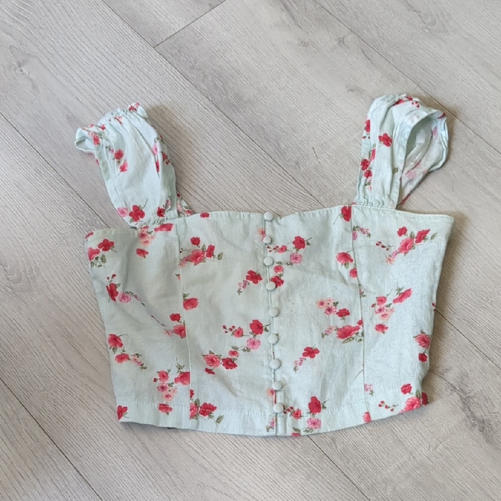 Floral Women's Top - Pink and Cream